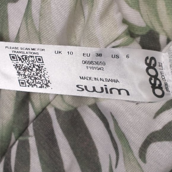 ASOS Green Tropical Palm Print Split Front Wide Leg Pants Women’s Size 6 - Picture 7 of 10